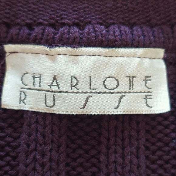 Charlotte Russe Cable Knit Burgundy Sweater Cozy Chunky Long Sleeve Sz M/L - Picture 7 of 8